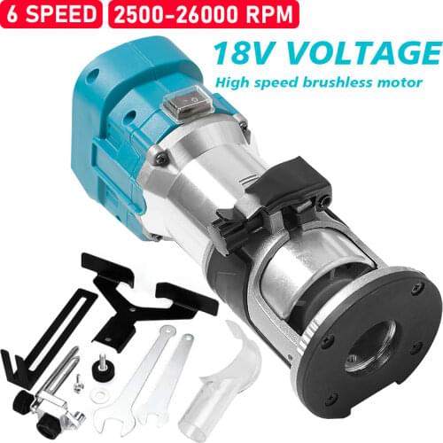 6.35mm Chuck Rechargeable Brushless Trimming Machine Woodworking Engraving Machine Slotting Suitable for Makita 18V battery