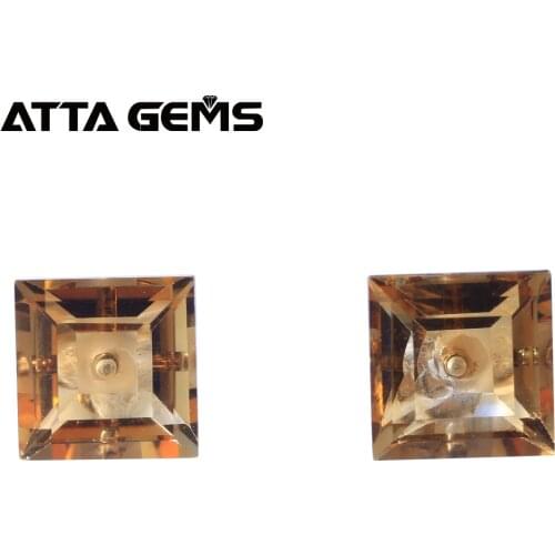 Natural Citrine Stud Earring 18K Rose Gold Earring for Women Anniversary Jewelry Gift 3.9 Carats Natural Citrine Crystal