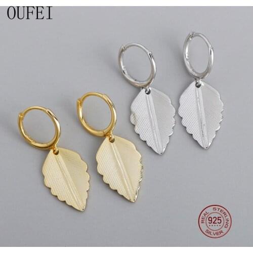 OUFEI 925 Sterling Silver Earrings For Women Bohemia Luxury Drop Earrings Leaf Shape Fine Earrings 2020 New Jewelry