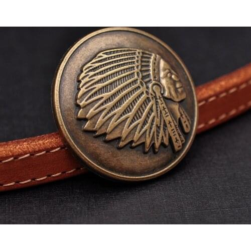 1-1/4" 10pcs Heavy Brass Biker Southeast Tribal Indian Chief Head Leathercraft Saddles Conchos Purse Handbag Belt Screw Back