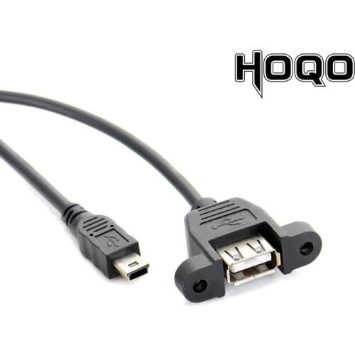 10PCS Extension Cable 50cm Mini USB 2.0 Male Connector To USB 2.0 Female connecter with Screws Panel Mount Hole