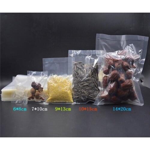 100pcs/lot-7size Small PE Clear Plastic Heat Seal Plain Pocket Vacuum Pouch Snack Nuts Sugar Seal Bag Food Packing Bag