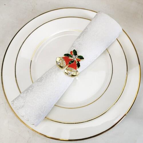 Christmas Bell Napkin Buckle Home Decotation Holiday Decoration Tissue Ring Elegant Golden Practical Desktop Decorations 6pcs