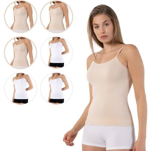 FORMeasy 6 Pack 3 White 3 Beige Seamless Singlet