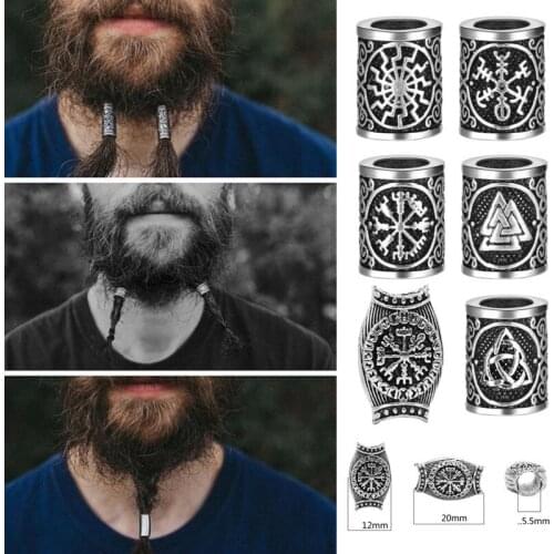 1-5pcs Viking Rune Hair Beard for Hair Braid Jewelry Making Hair Beard Crafts Jewelry DIY Large Hole Bead Accessories