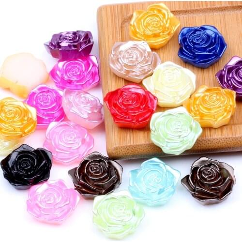 Rose Flower 200pcs 18mm Imitation Pearls Flatback ABS Resin Material Half Pearls Great For Shoes Scrapbooks