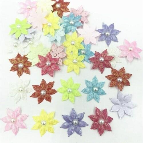 DIY 100PCS pearl Flowers Appliques Mixed Colors Cardmaking Crafts decoration scrapbooking 27mm