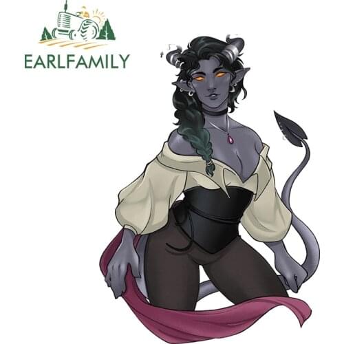 EARLFAMILY 13cm x 9.3cm for Tiefling Bard Devil Girl Funny Car Stickers Graffiti Decal Occlusion Scratch Laptop Vinyl Decoration