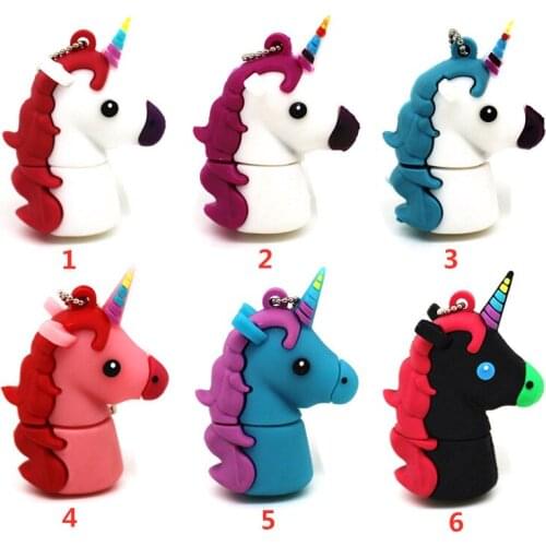 Cute Cartoon Unicorn USB Flash Drives Memories Stick 128GB Pen Drive U Disk Card Pendrives 32GB 16GB 8GB 4GB 64GB Cle Gift