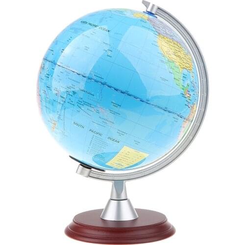 10inch Geography Globe World Map Globes with Wooden Stand, Gift for Boy Girl Teens Toddlers Kids