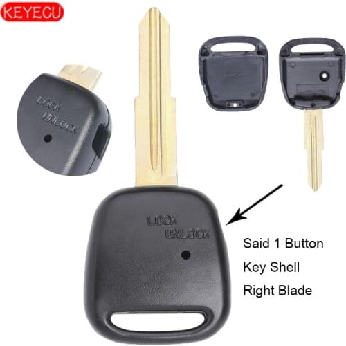 KEYECU 10PCS Side 1 Button Housing Key Car Remote Fob with Groove on Right Blade for Old Toyota Key Shell