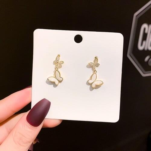 S925 Pin Korean Stud Earrings For Women Butterfly Luxury Mother Of Pearl Natural Shell Clover Fashion Jewelry 2021 Gift Of Party