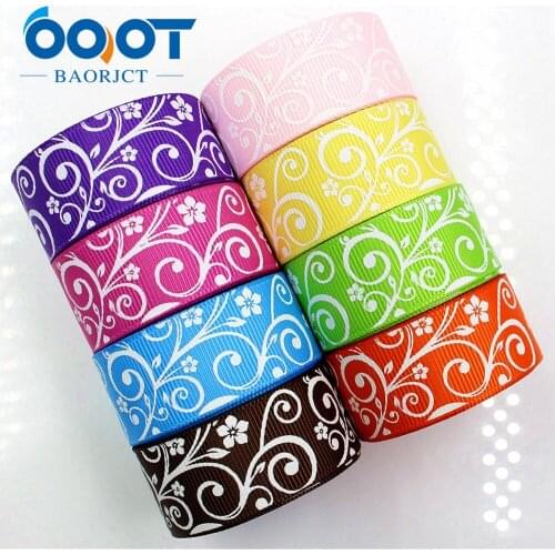 OOOT BAORJCT 176306 flowers Printed grosgrain ribbon,garment accessories hair accessories material , DIY Handmade decoration