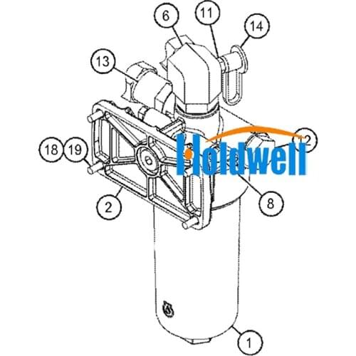 Holdwell Oil Filter Assy 322-3154 for Caterpillar CAT Loader 2384C 2484C 559C 579C