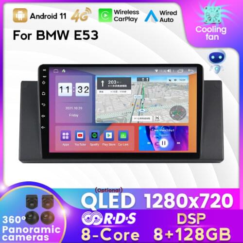 MEKEDE IPS 6+128G DSP Android11 Car Radio Multimedia Player For BMW 5 series E39 X5 E53 M5 GPS Navigation Built-in Carplay Auto