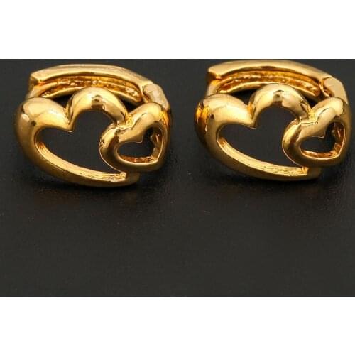 Cute Heart Earrings Gold Color Turkish Egyptian Algeria Indian Moroccan Saudi Earring Jewelry