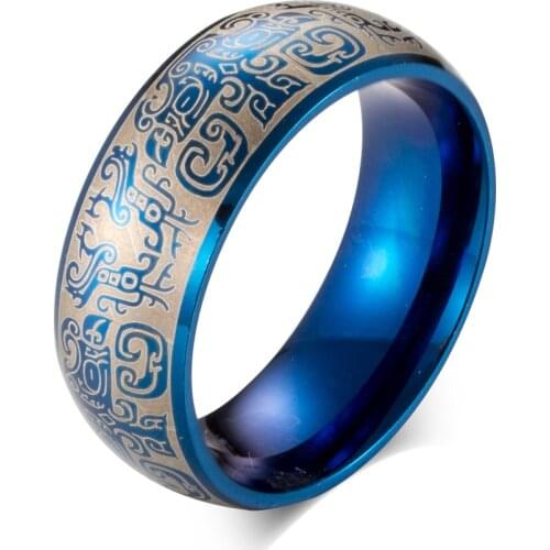 FATE LOVE Brand Fashion Jewelry 8mm Stainless Steel Blue Black Gold Color Simple Male Men Rings US Size 6 7 8 9 10 11