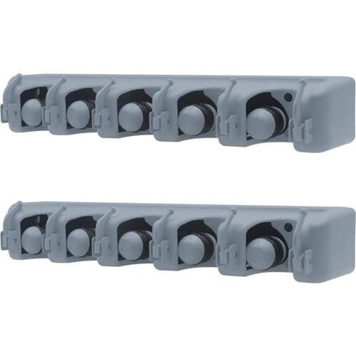 2 Pack Broom And Mop Holder Wall Mounted, 5 Position 6 Hooks Mop Storage For Home, Kitchen, Garden, Tools