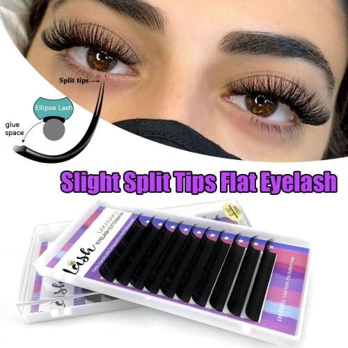 New Split Tips Lashes Extensions Soft Flat Individual Extension Mink 0.20 8-15mm Natural Light Eyelashes Ellipse Volume Lash