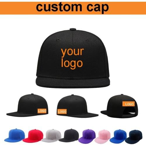 Wholesale 50pcs high quality embroidery logo flat brim snapback cap custom cap pick your color add your logo make your design
