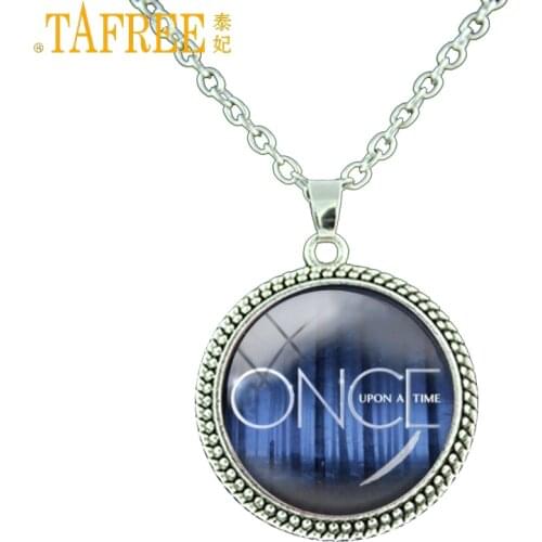 TAFREE Once upon a time glass pendant necklace jewelry fashion movie choker statement necklace vintage men women Jewellery ES87