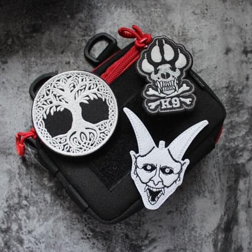 K9 Luminous Embroidery Velcro Tree of Life Armband Chapter White Paradise Witch Badge Sew Patch For Clothing Backpack