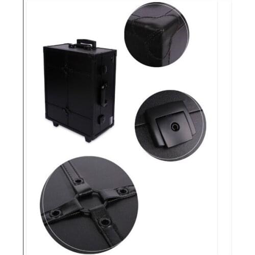 Makeup case professional Aluminum Cosmetic case with trolly makeup box light case