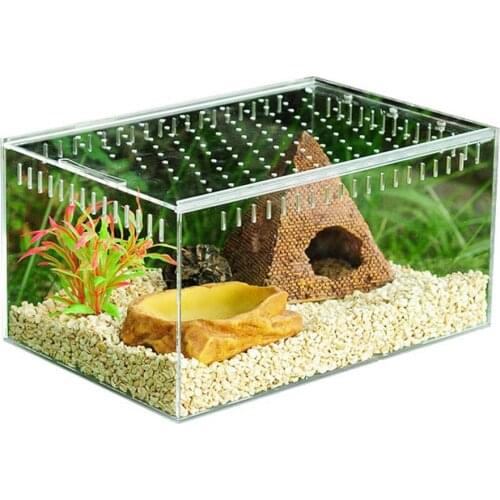 Transparent Reptile Box Assembled Reptile Terrarium Durable Transparent Acrylic Cold Blooded Animals Box Pets Insect Supplies