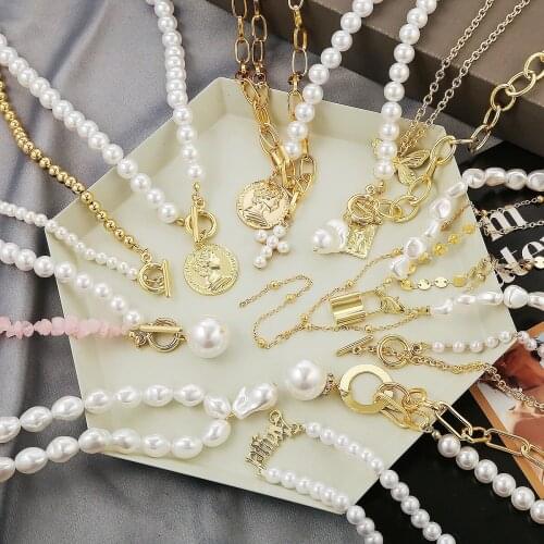 Luxury Pearl Stone Shell Pendant Necklace for Women Summer Star Heart Chain Choker Necklace Bohemian Jewelry Gift Luxury Pearl