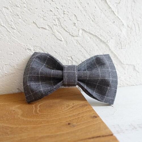 Grey Plaid Dog Bowtie Pets Collar Accessory Puppy Cat Pet Supplies Grooming Tools Dogs Dismountable Ornamental Bow Ties