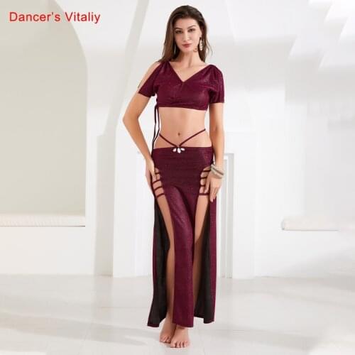 Belly Dance Top / Skirt Cross Top /Split Colorful Dress Belly Dance Costume Clothes Shasha Samba Indian Dance Costumes Clothes