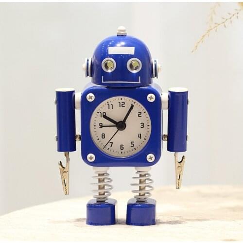 Creative Student Alarm Clock Metal Child Boy Learning Cartoon Robot Mute Small Alarm Clock