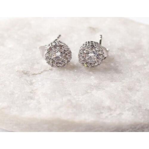 Women Handmade Circle Diamond Zircon Earring, Handmade 925Silver Woman Zircon Earring,Handmade Zircon Women Earring