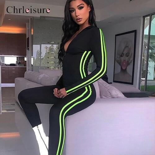 Fashion Fitness Jumpsuit Women Casual Elastic Skinny Long Romper 2019 New Side Striped Patchwork Turtleneck Bodysuit