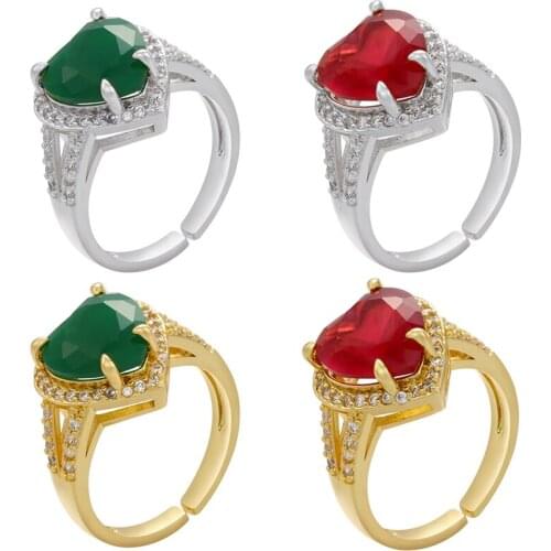 ZHUKOU Gold Color Chunky Rings Trendy heart Rings for Women Thick Gold Stack CZ crystal Rings Female Wedding Jewelry VJ107