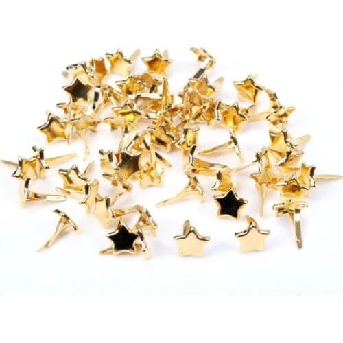 Gold Star Brads Scrapbooking Embellishment Fastener Brads Metal Crafts For Diy handmade Decoration 8mm 40PCs MZ232-26