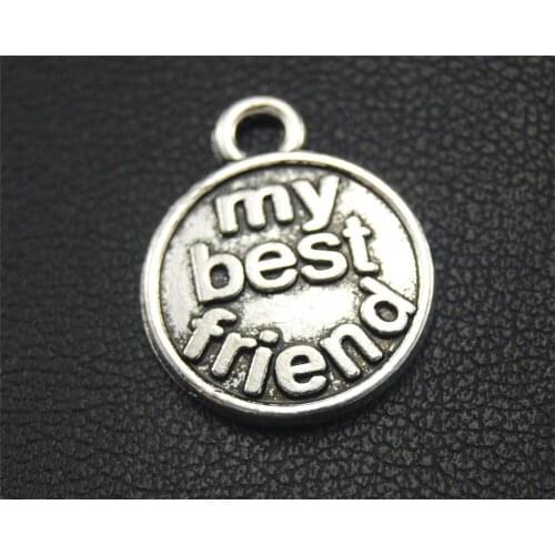 10pcs Silver Color My Best Friends Round Charm Jewelry Making DIY Handmade Craft 15x19mm A1776