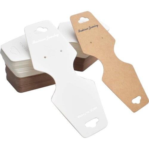 100pcs Brown/White Paper Earring Display Cards Blank Display Holder Cards Hang Tags for Jewelry Displaying Hanging Packaging