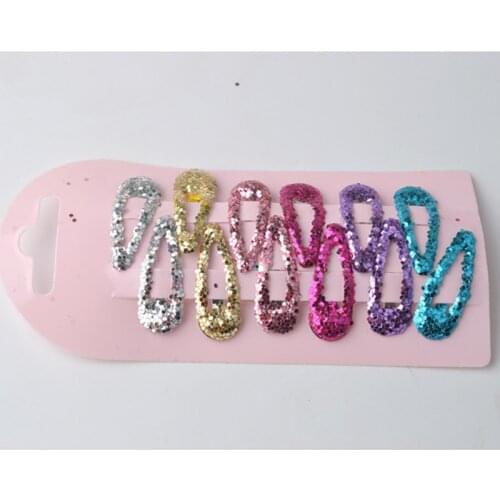 12 Pcs/ set print /golden glitter hair snap clips bling metal hair clips girls fashion shinny hair pins hair accessories Clips