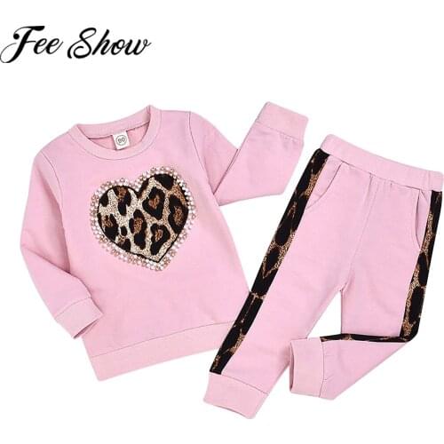 2021 Girls Clothes Autumn Long Sleeve Leopard Shirts+Long Pants Suits Children Clothing Sets Kids Tracksuit Clothes 1 2 3 4 5 Y