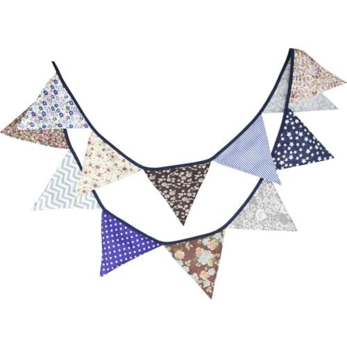 3.2m 12 Flags Retro Tricolor Flower Banner Pennant Garland Birthday Bunting Wedding Party Decor Family New Year Photograph