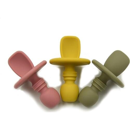 3PCS Baby Silicone Short Spoon Anti-choke Design BPA Free Toddlers Infant Feeding Accessories Safe Silicone Feeding Set