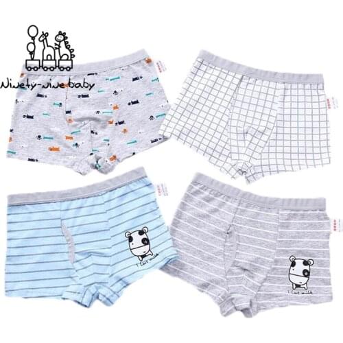 4 Pcs/lot High Quality Childrens Underwear for Kids Striped Printed Shorts Soft Cotton Underpants Boys Teenage Striped Panties