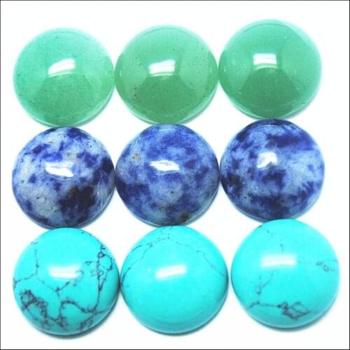 5 pcs/Lot Nature gem stone cabochon blue stone malachite opal sodalite carnelian yellow tiger eye onyx make accessories 14mm