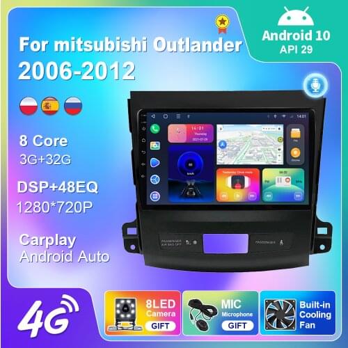 Android 10 For Mitsubishi Outlander 2006-2012 GPS Navigation Multimedia Carplay WiFi IPS 8core Car Radio USB MP3 NO DVD CD 1din