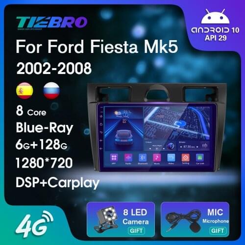 2DIN Android10.0 Car Radio For Ford Fiesta Mk5 2002-2008 Blu-ray IPS Bluetooth Player GPS Navigation Autoradio Car Receiver IGO
