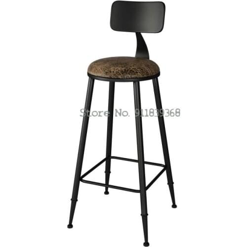 Bar Chair Solid Wood High Stool Bar Chair Household Back High Chair High Stool Iron Bar Stool Front Desk High Chair