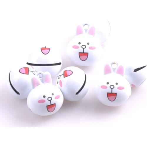 White Iron Loose Beads rabbit Cartoon Jingle Bells Christmas Decoration Pendants DIY Crafts 21mm 1pcs CP0586X