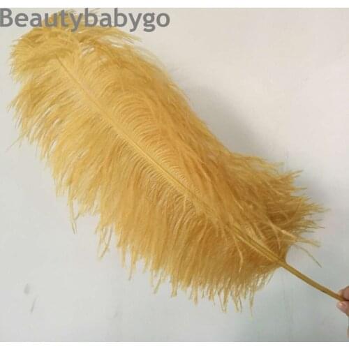Free shipping 50pcs Gold color Ostrich feather Beauty&fluffy ostrich plumes DIY wedding party decorations 50-55cm 20-22inch