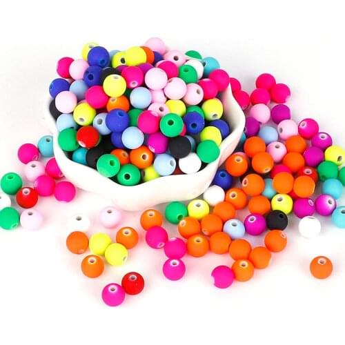 33pcs/lot Multicolor Rubber Acrylic Beads Round Spacer Loose Beads For Bracelet Necklace DIY Jewelry Making Findings Accessories